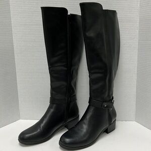 Nautica Faux Leather Black Knee High Boots Size 6.5
